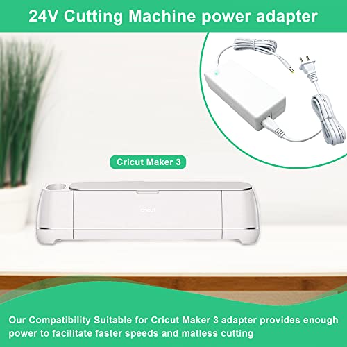 Power Cord Compatible with Cricut Maker 3 Cutting Machine 24VDC Power Replacement Cord Compatible with Cricut Maker 3 Power Adapter & Cord(White) LaWana