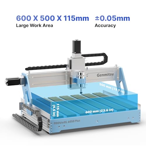 Genmitsu CNC Machine PROVerXL 6050 Plus for Metal Wood Acrylic MDF Carving, GRBL Control, 3 Axis Milling CNC Router Machine, Hybrid Table, Working Genmitsu