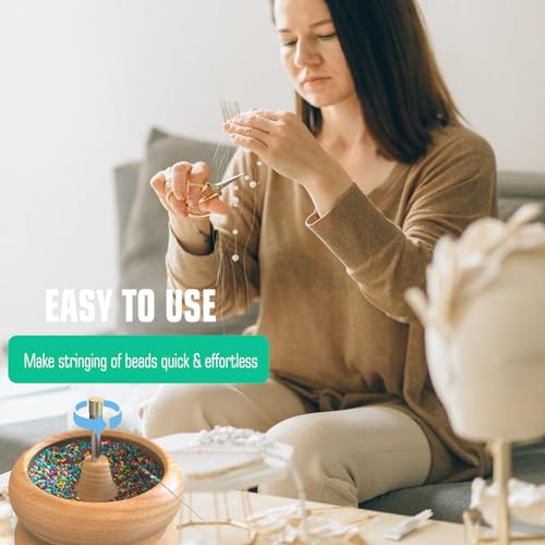 DAFENCHI Bead Spinner Bowl with 5 Beading Needles, Spin Beading Bowl for Jewelry Making, Waist Bead Spinner with Seed Bead Kit, Stringing Bead Loader DAFENCHI