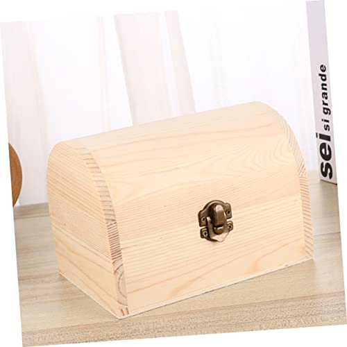 DECHOUS 2pcs Treasure Chest Unfinished Jewelry Case Wooden Jewelry Container Wooden Jewelry Case Wood Jewelry Chest Unfinished Pine Wood Desk Topper DECHOUS