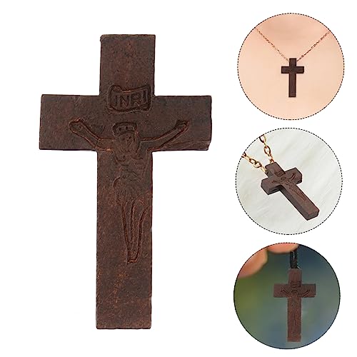 TEHAUX 300 Pcs Small Wooden Crosses Unfinished Wood Cross Rustic Wooden Cross Mini Wooden Crosses Locket for Men Pendant for Men Christian Cross Man TEHAUX