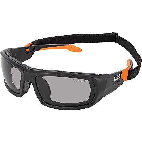 Klein Tools 60471 Safety Glasses, ANSI Z87.1+ Pro Full Frame Gasket Safety Glasses, Gray Lens, UV Protection, Anti-Fog, Scratch Resistant Klein Tools
