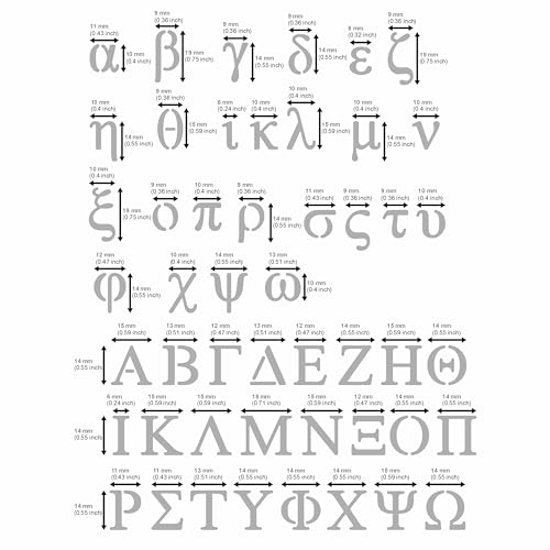 Aleks Melnyk No.420 Metal Stencil, Greek Letter, Phi sigma, Alpha, Letter Tracers, Letter size 0.7in, Alphabet, Template for Wood Burning, Magic Aleks Melnyk