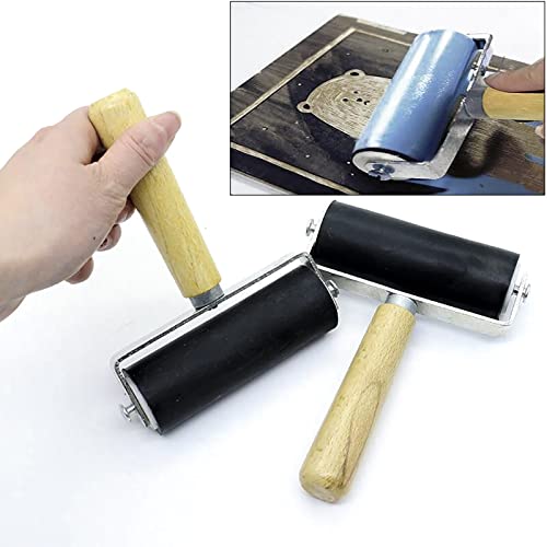 3 Pack Rubber Brayer Roller,1.4/2.4/4 Inch Hard Rubber Brayer Rollers,Art Craft Roller for Printmaking,Ink,Wallpapers Stamping Gluing WoodArtSupply