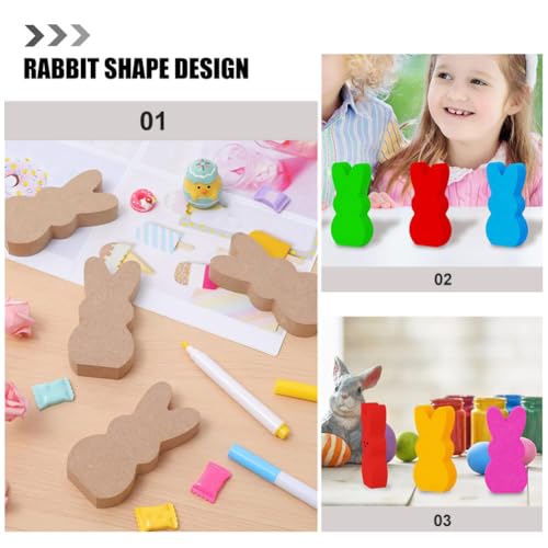 KALLORY Easter Wooden Bunny Cutouts,10pcs Unfinished Wooden Easter Rabbit Cutouts Easter Wood Bunny Slice Ornament for Easter Crafts Easter Spring KALLORY