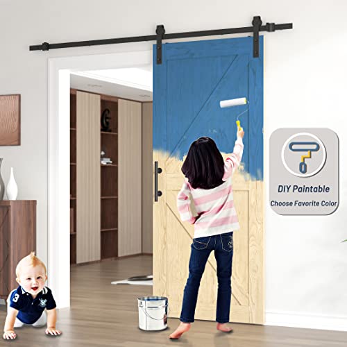 Brosisincorp 36 x 84 inch Barn Door with 6.6ft Hardware Kit Included, Unfinished Solid Pine Wood Sliding Barn Doors Panel for Interior, Easy to Brosisincorp