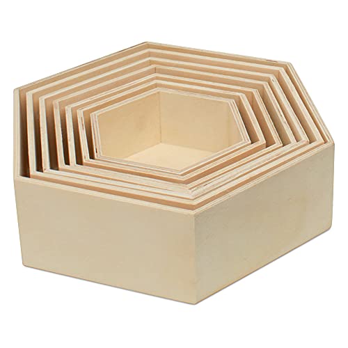 Woodpeckers Wooden Hexagon Floating Shelves with Backs, Set of 7, Unfinished for Crafts and DIY Wall Décor: Modern, Geometric, Rustic, or Honeycomb Woodpeckers