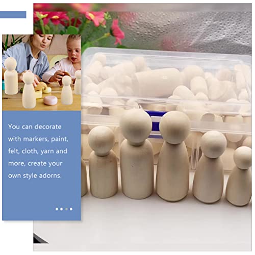 Toyvian 50pcs White Embryo Wood Doll Peg Doll Kit Unfinished Peg Dolls Wood Peg Dolls Natural Wooden Mushroom Kids Glass Mushroom Painting Puppets Toyvian