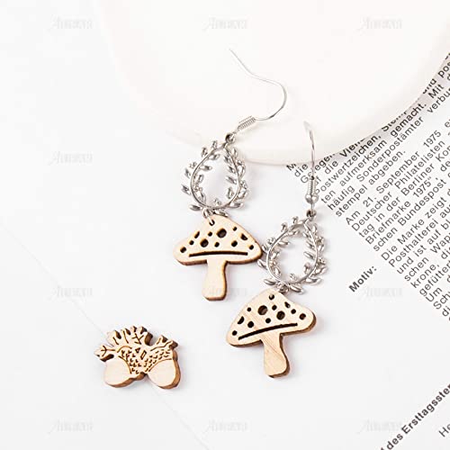 AUEAR, 300 Pack Wooden Embellishments Squirrel Mushroom Leaf Slices Discs Unfinished Wooden Cutouts Wood Ornaments for Crafts DIY Handmade Decoration AUEAR