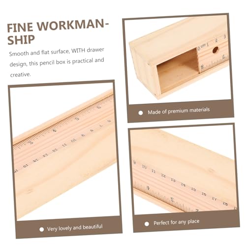 TEHAUX Box Wooden Pencil Case Desk Organizers Jewelery Storage Case Unpainted Pen Case Unfinished Wood Case Pencil Container Wood Pencil Case Pencil TEHAUX