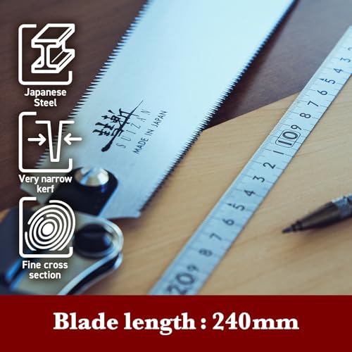 SUIZAN Japanese Folding Ryoba Pull Saw 9.5 Inch Double Edge Hand Saw for Woodworking Tools SUIZAN