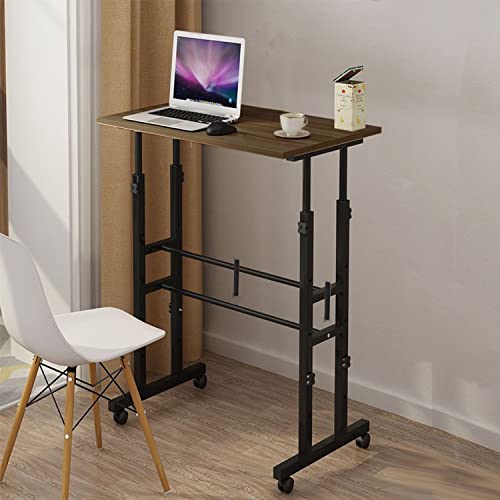 AIZ Double Adjustable Computer Desk Home Office Workstation with Rolling Wheels, Portable Laptop Table for Standing or Sitting, Adults or AIZ