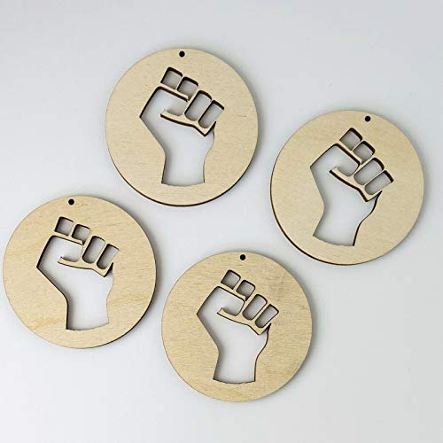 ALL SIZES BULK (12pc to 100pc) Unfinished Wood Laser Cutout AFRICA FIST Dangle Earring Jewelry Blanks Charms Shape Crafts Made in Texas Texan Wood Crafts