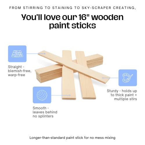 Wood Paint Sticks 16 inch, Pack of 25 Paint Stir Sticks, Jumbo Craft Sticks, Unfinished Wooden Sticks for Crafts, by Woodpeckers Woodpeckers
