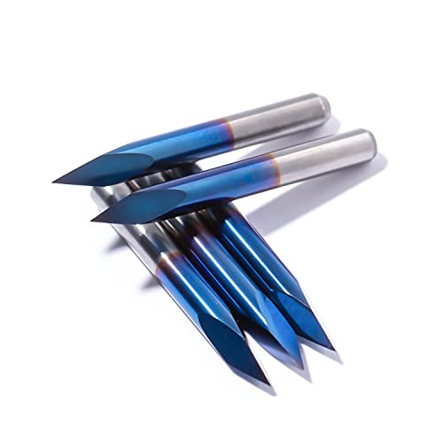 10pcs Triangular CNC Router Bits V-Bit, 30 Degree 0.1mm Engraving Bits, 1/8” Shank Nano Blue Coating Sharp Pyramid Bits for Acrylic Wood MDF Aluminum FoxAlien