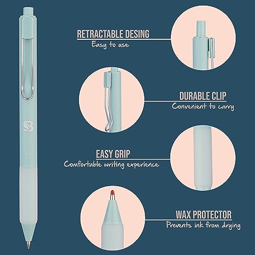 BLIEVE - Pastel Colored Gel Pens With Cool Matte Finish, Aesthetic and Cute Pens With Smooth Writing For Journaling And Bible Note Taking No Bleed BLIEVE
