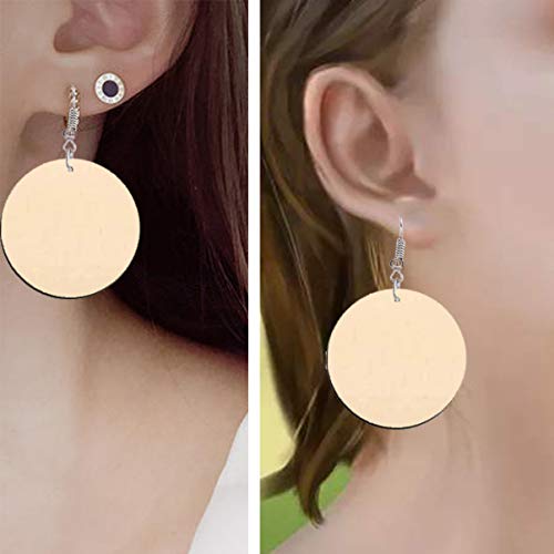 50pcs Geometric Earrings Wood Discs for Crafts Ear Jewelry Gift Decorative Earrings Wood Slices Bulk Unfinished Earrings paintable Earrings Thick Kisangel