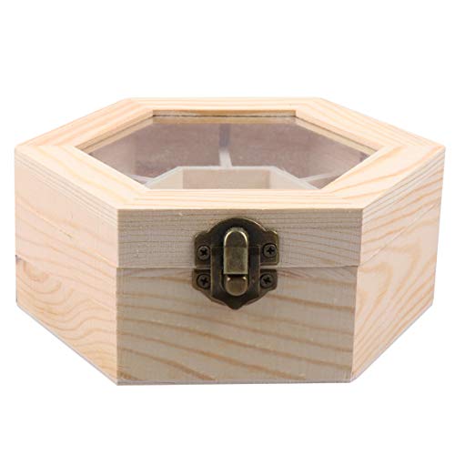 Healifty Necklace Box Unfinished Wooden Box Hexagon Jewelry Organizer Box 7 Compartments Trinket Box Treasure Storage Box for Bracelet Necklace Healifty
