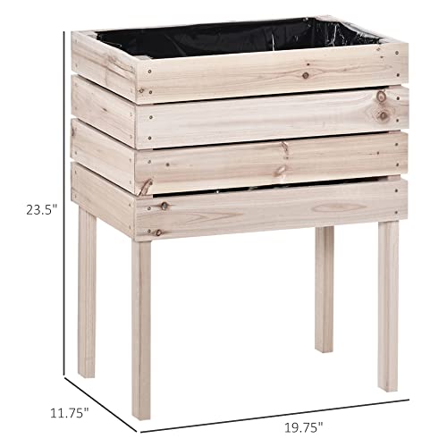 Outsunny 4PCS Raised Garden Bed, Wooden Elevated Planter Box Kit with Bed Liner, DIY Shape, for Flowers Vegetables Outsunny
