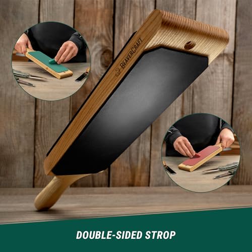 BeaverCraft Leather Strop for Knife Sharpening with Stropping Compound Knife Strop Kit LS1P1 -Stropping Leather Knife Sharpener - Stropping Kit BeaverCraft