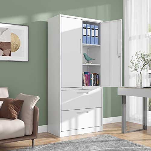 SISESOL Metal Storage Cabinet with Drawers, 71" File Cabinets for Home Office, Locking Steel Storage Cabinet with Doors and Shelves for Home, Office, SISESOL