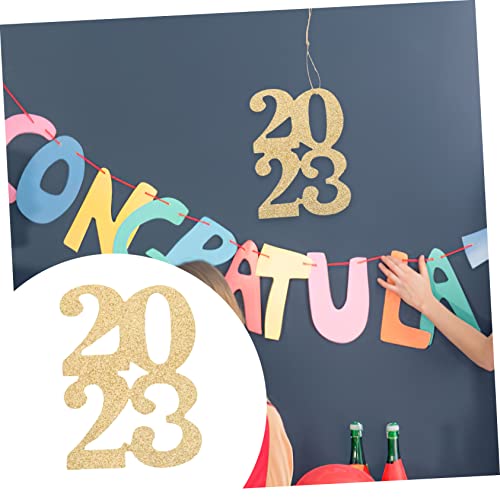 VOSAREA 24pcs 2023 2023 Graduation Ornament New Year Decors Blue Confetti Glitter Class of 2023 Cutout Glitter VOSAREA