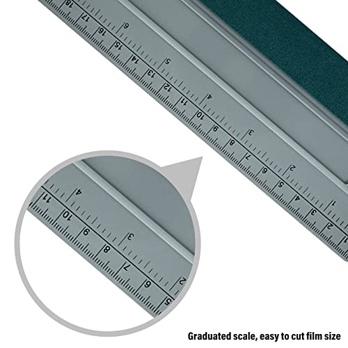 FOSHIO 12 Inch Felt Squeegee for Vinyl wtih Ruler 30CM 4 Round Corners Universal Card, Window Tint Film Installing Hard Silver PP Car Vinyl Wrap FOSHIO