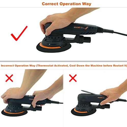 MAXXT Electric 5mm Random Orbital Sander Brushless 350W 3A Multi-function Variable Speed Electric Corded Orbital Sanders Machine with 10 Sanding MAXXT