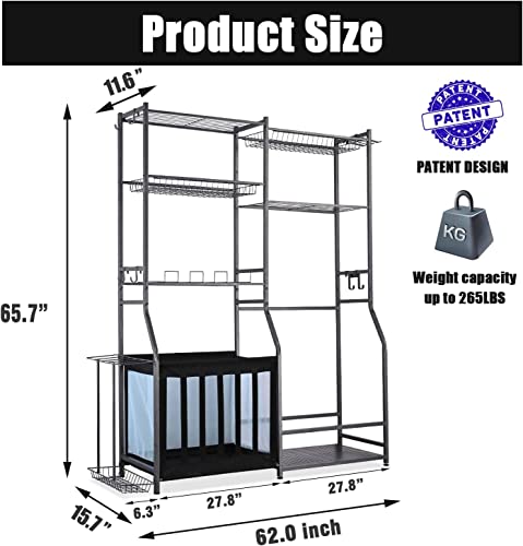 Mythinglogic Garage Sports Equipment Storage, 2 Golf Bag Storage Stand and Other Sports Equipment Storage Rack, Garage Organizer System Mythinglogic