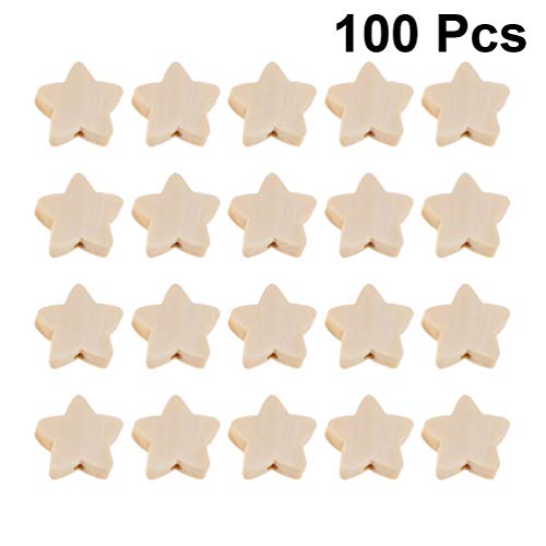 SEWACC 100 Pcs Wooden Beads 20 MM Star Shape Unfinished Wood Beads Spacer Beads with Hole for Crafts DIY Jewelry Making SEWACC