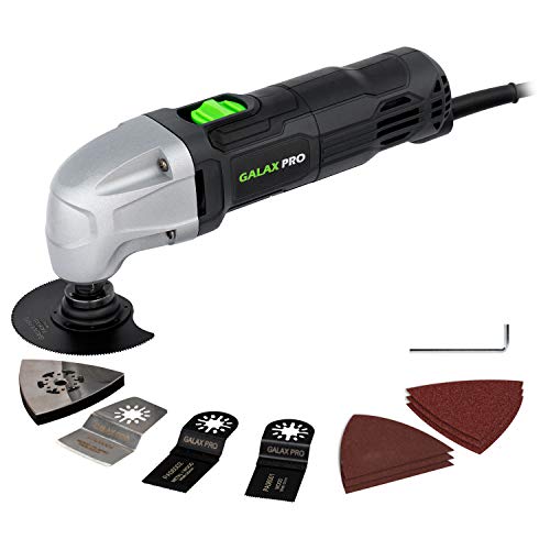 GALAX PRO 22000 OPM 1.5A Oscillating Multi Tool, 3 Degree Oscillating Angle with 3 Pieces Saw Blades, 1 Piece Semi Circle Blade Sanding Plate, 6 GALAX PRO