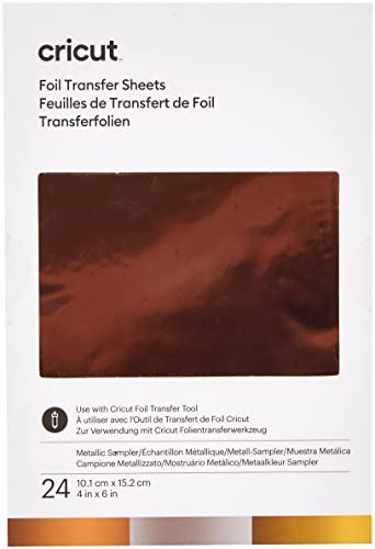 Cricut 2008716 Foil Transfer Sheets Sampler, Metallic (24 ct), 24 Pack Cricut