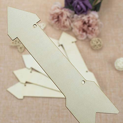 20pcs Arrow Shape Unfinished Wood Sign Blank Arrow Hanging Wooden Plaque DIY Craft Project Wood Sign with Rope Door Wall Art Decorative, 7.9x2 Inch JANOU