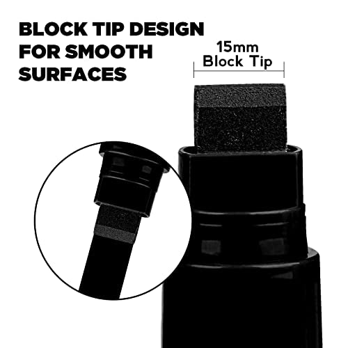 Jumbo Acrylic Paint Markers Pen,15mm Felt Tip Markers Water Based Paint Pens For Wood, Rock,Plastic and Almost All Solid Surfaces,Black Paint Pen For PNPEKT