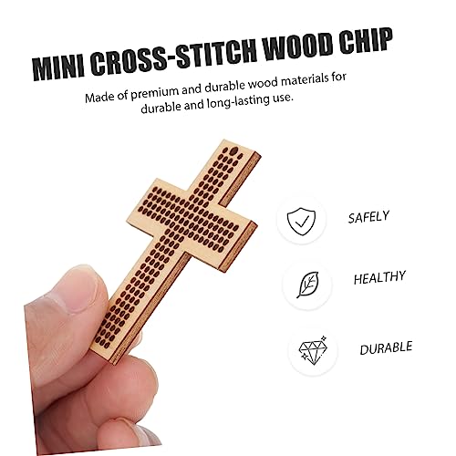 15 Pcs Cross Stitch Wood Pieces Wooden Cross Plate Bookmark Kit Embroidery Frame Wooden Hanging Tags Unfinished Wood Shapes DIY Gift Wooden Cross COHEALI