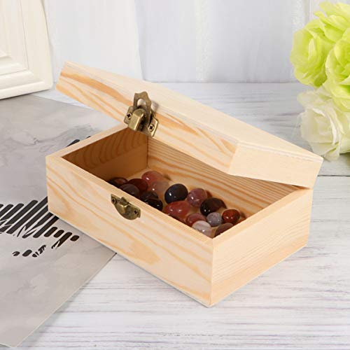 HEALLILY Unfinished Wood Jewelry Box Wooden Box with Lid and Locking Clasp DIY Craft Storage Case for Jewelry Gift Home Wedding Centerpiece HEALLILY