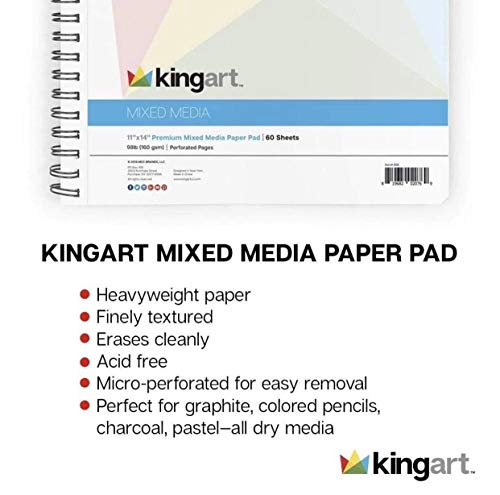 KINGART 600-2 Mixed Media SKETCHBOOKS, 5.5 x 8.5 Inches, 60-Sheet Spiral Bound Drawing Pads, Micro-Perforated, for Wet and Dry Media, Pack of 2 KINGART