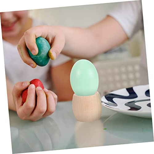 DECHOUS 1 Set Easter Eggs Unfinished Wooden Egg Wooden Egg Stand Wooden Egg Holder Easter Egg Cup Wooden Fake Eggs Artificial Food Props Easter Egg DECHOUS