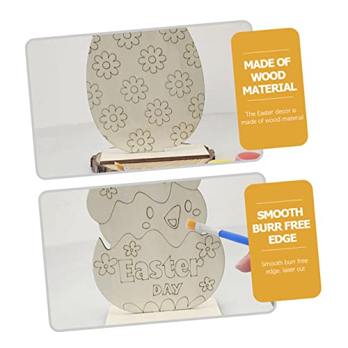 TEHAUX 7pcs Home Rabbit Decoration Animal Figurine Decor Unfinished Wood Easter Egg Easter Bunny Decor Easter Statues Spring Decor for Home Wood TEHAUX