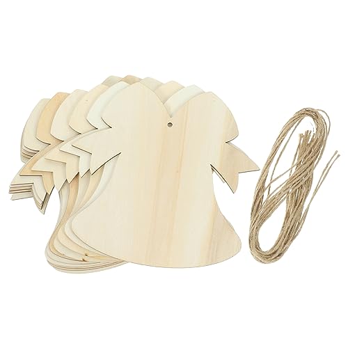 EXCEART 10Pcs Bell Shape Wood Cutouts Unfinished Christmas Wooden Ornaments Xmas Tree Hanging Embellishments Crafts for DIY Arts Crafts Holiday Party EXCEART