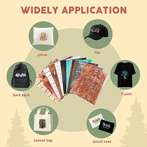 Tintnut Wood Pattern HTV Vinyl - 10 Sheets 12 X 10 Inches Brown Wood Heat Transfer Vinyl White Wooden Planks Iron on Vinyl Vintage HTV for t-Shirts Tintnut