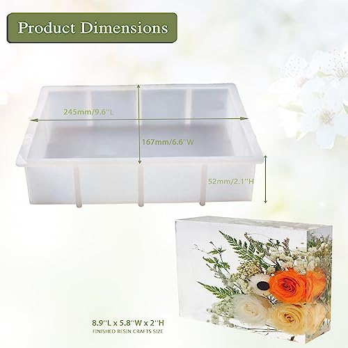Large Resin Molds,Rectangle Silicone Molds for Resin Casting,Epoxy Resin Casting Mold for Flower Preservation,DIY Home Decor Wedding Gift,Bookends YUUIKLLE