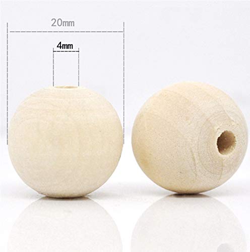 Round Wood Beads 20 mm Unfinished Spacer Beads Natural Craft Loose Beads for DIY Art Supplies Bracelet Hand-Made 100 Pack…… Hadoife