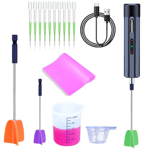 Rechargeable Epoxy Resin Mixer,USB Handheld Electric Resin Mixer for Mixing Epoxy Without Bubbles, Resin Stirrer for Tumblers Epoxy, Resin Molds, WAQONUY