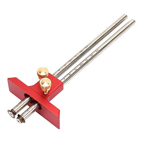 Antilog Wood Marking Gauge, Stainless Steel Woodworking Double Head Scriber Ruler Marking Gauge Wood Scribe Tool Carpentry Antilog