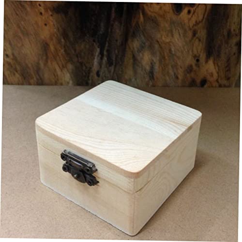 COHEALI 6 Pcs Unfinished Wooden Case Antique Jewelry Organizer Wood Treasure Chest Unfinished Chest Square Wooden Chest Jewelry Organizer Tray Lock COHEALI