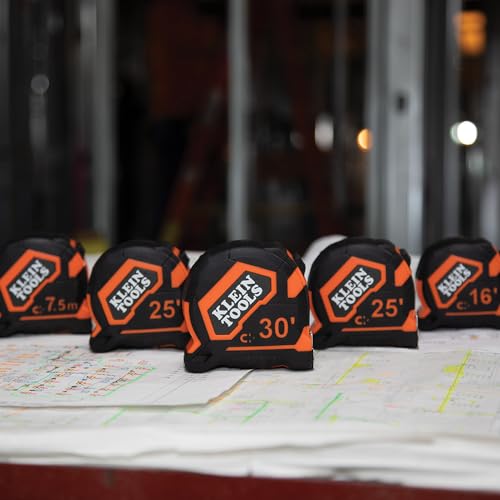 Klein Tools 9225 Tape Measure, Heavy-Duty Measuring Tape with 25-Foot Double-Hook Double-Sided Nylon Reinforced Blade, with Metal Belt Clip Klein Tools