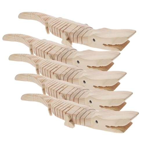 Abaodam 5pcs Toy for Kids Kid Toy Wood Toys Jungle Animal Figures DIY Wood Toy Painting Blank Crocodile Toy Unfinished Crocodile Toy Crocodile Abaodam