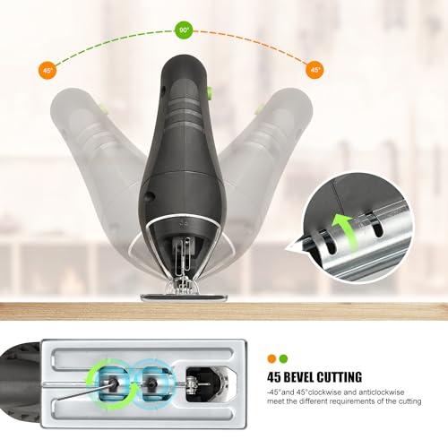 GALAX PRO 3.3Amp Jig Saw, 3000 RPM No Load Speed Jigsaw with Lock-on Button, Cutting Angle 45 Degree, 1pcs Wood Cutting Blades and 2pcs Metal Cutting GALAX PRO