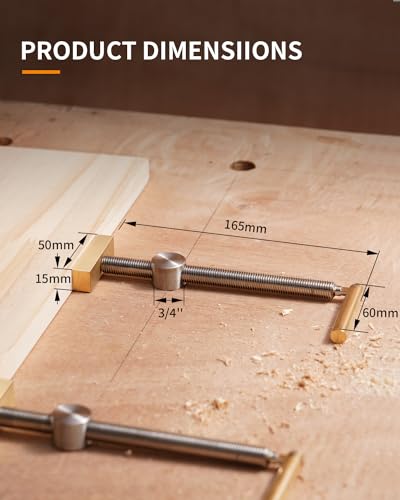 DAYDOOR Bench Dog Clamp, 3/4'' Dog Hole Clamp for Woodworking, Upgraded Adjustable Workbench Stop with Brass Handle (19mm, 2 Pack) DAYDOOR